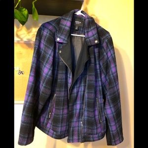 Plaid Flannel Motorcycle Jacket Torrid 3X broken zipper